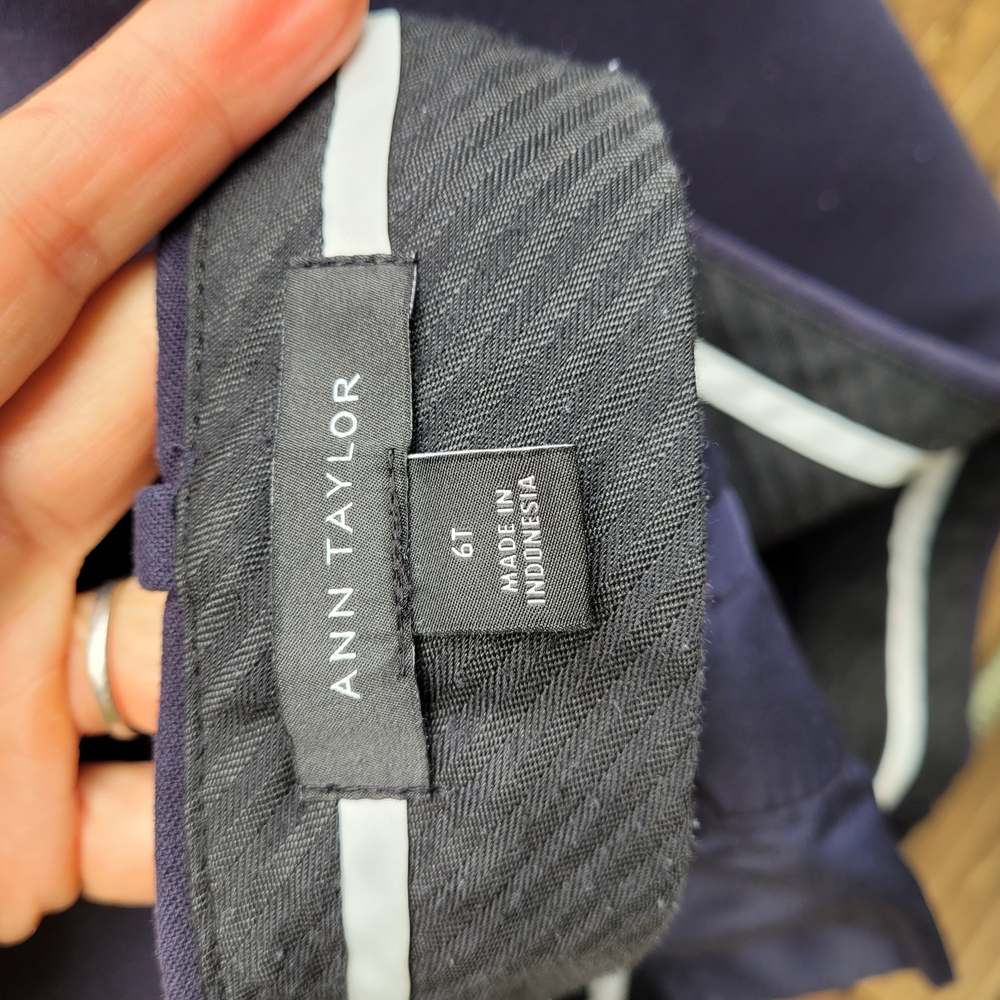Ann Taylor Women's "Sophia" Navy Blue Pants. 2 PAIR In One Lot. Size 6.
